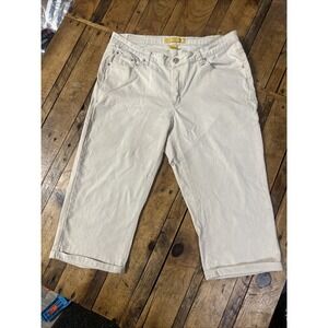 Dkin Tan Capris 14W Plus Size Cropped Rhinestone Embellished Glam Pants Y2K Chic